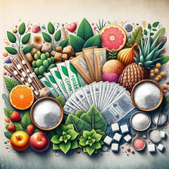 Alternative Sweeteners and sugar substitutes ingredients in Gummy Candy Manufacturing - stevia leaves, erythritol crystals, xylitol